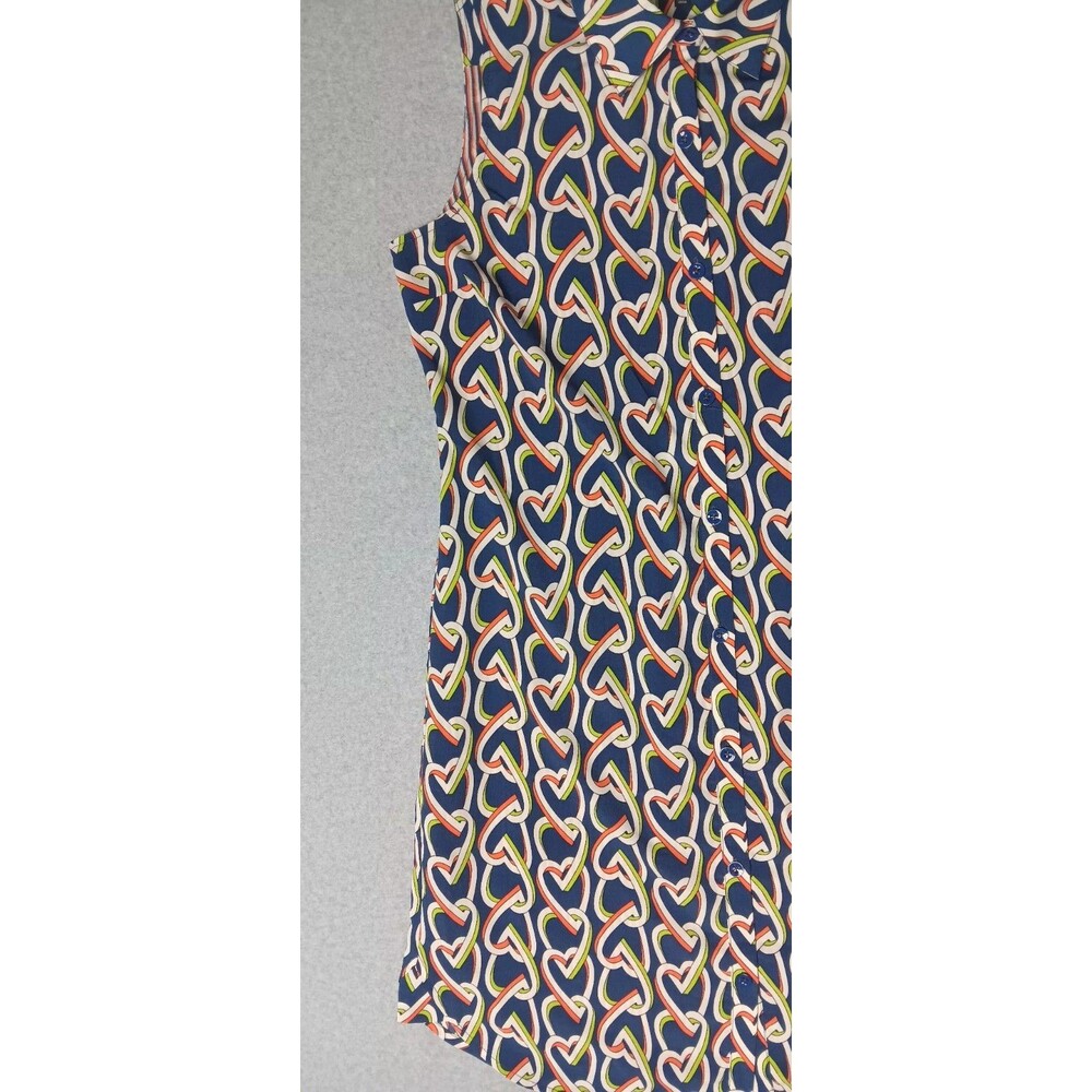 Cabi Sleeveless Button Up Tunic Shift Dress Womens Size Small Blue With... - Picture 10 of 12